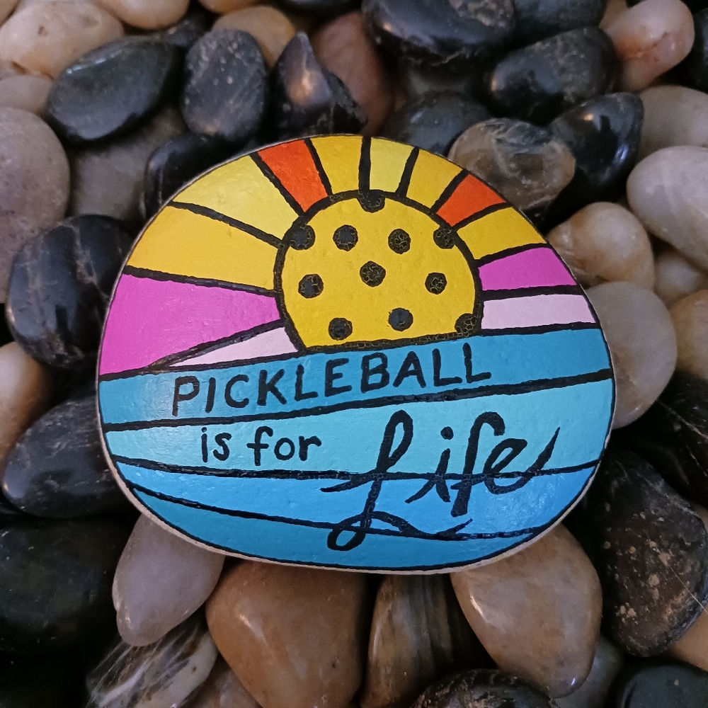Hand Painted Pickleball Rock
